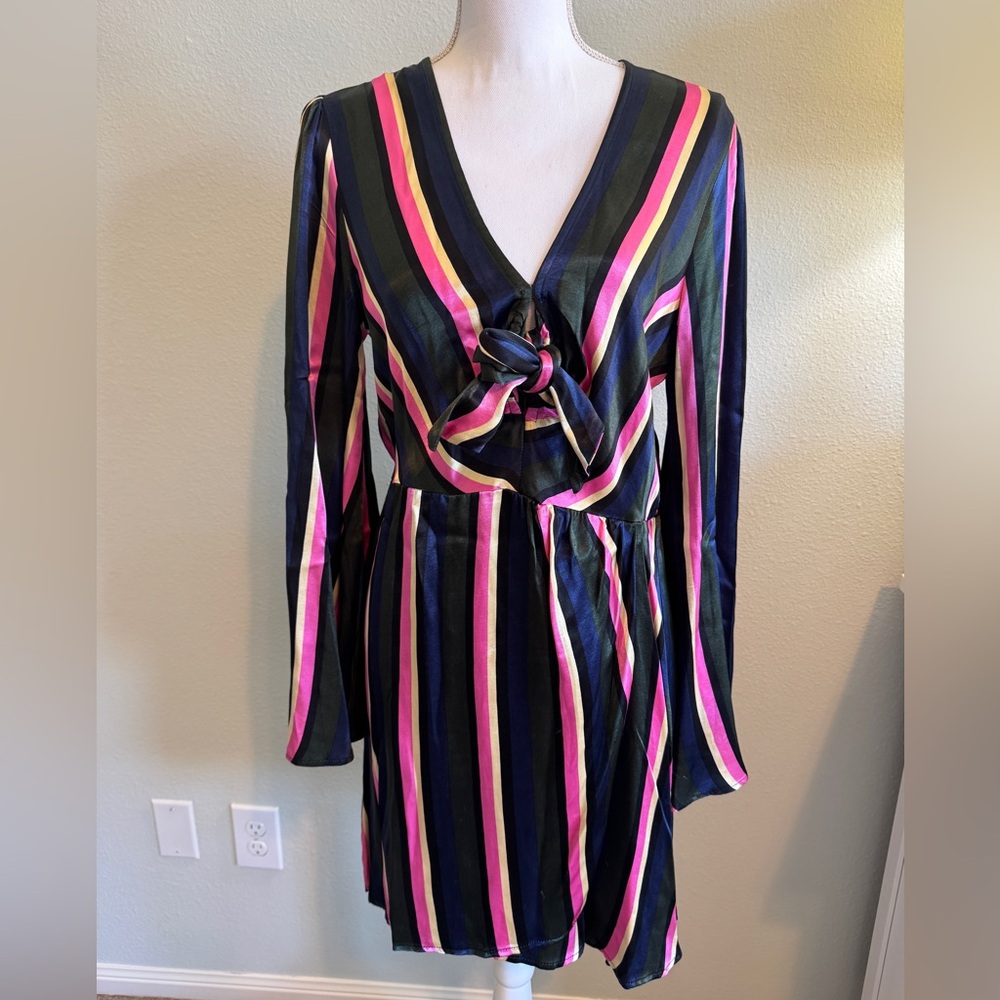 Topshop Multicolor Striped Long Sleeve Dress Size 8
